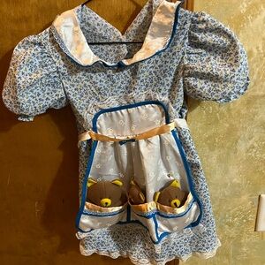 Floral Blue Kids Costume with Bear Pockets
